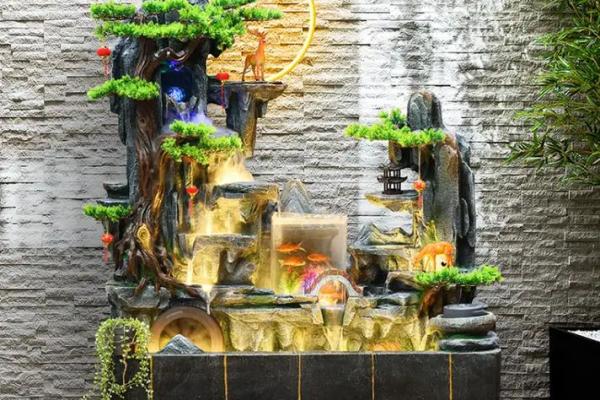 房子前面装假山喷泉风水