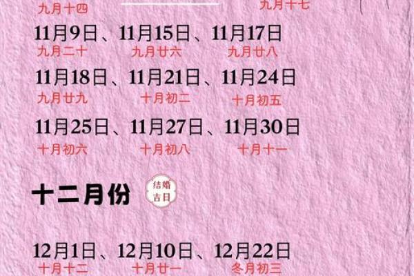 八字嫁娶吉日明细